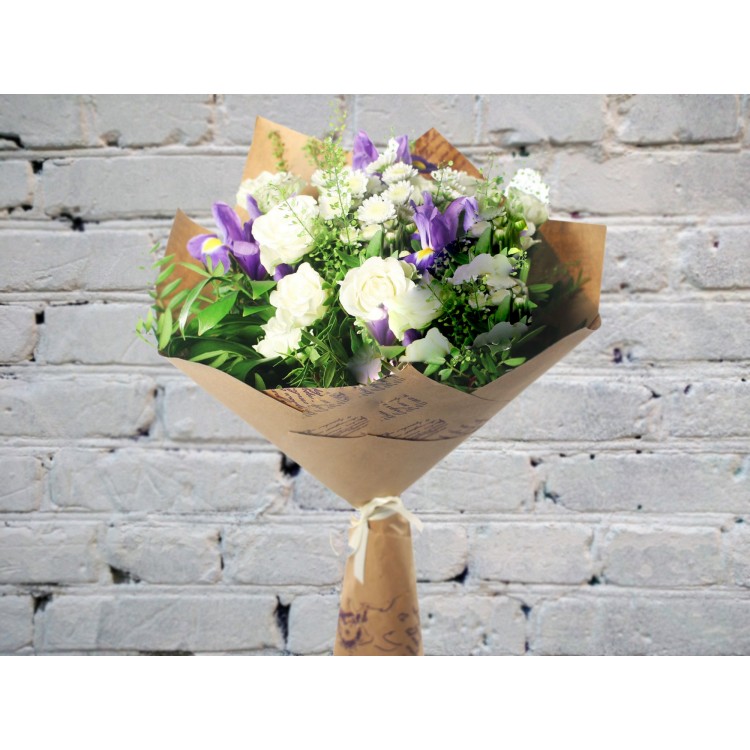 Sale Bouquet of Bush Roses and Irises
