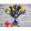 Букет с Желтыми Розочками и Синими Ирисами
