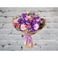 Букет Синих Ирисов с Тюльпанами
