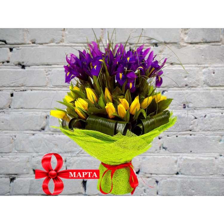 Букет с Ирисами и Тюльпанами
