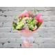Букет с лизиантусом, розой и хризантемой