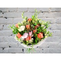 Bouquet of Lisianthus and Orange Roses
