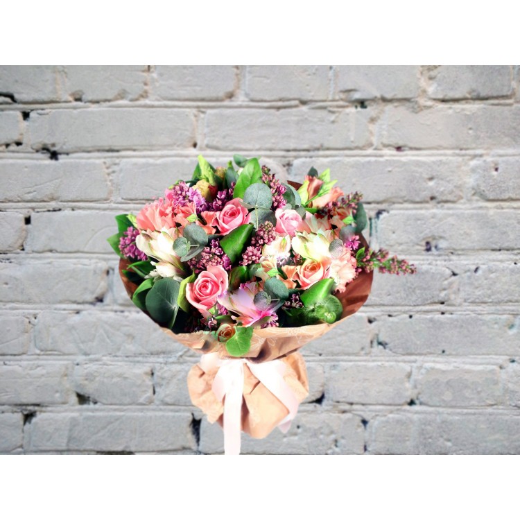 Sale Bouquet with Lilac and Pink Rose
