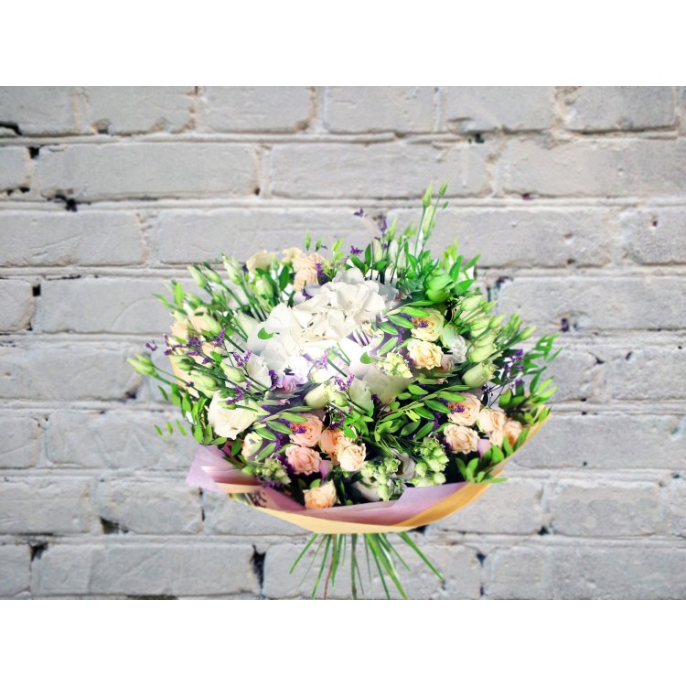 Sale Bouquet with Hydrangea and Bush Rose
