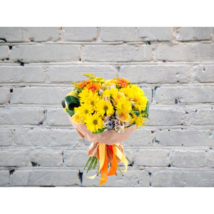Sale Bouquet with Orange Gerbera and Chrysanthemum
