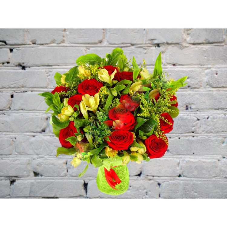 Sale Bouquet of alstroemeria and red rose
