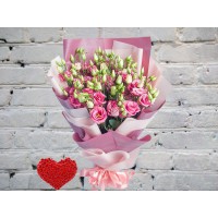 Bouquet of Pink Lisianthus in Designer packaging
