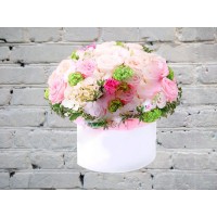 Composition with Hydrangea and Peony Rose in a Box
