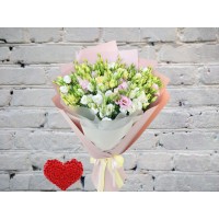 A bouquet of Delicate Lisianthus in a matte package
