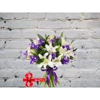 Bouquet with White Lilies and Irises
