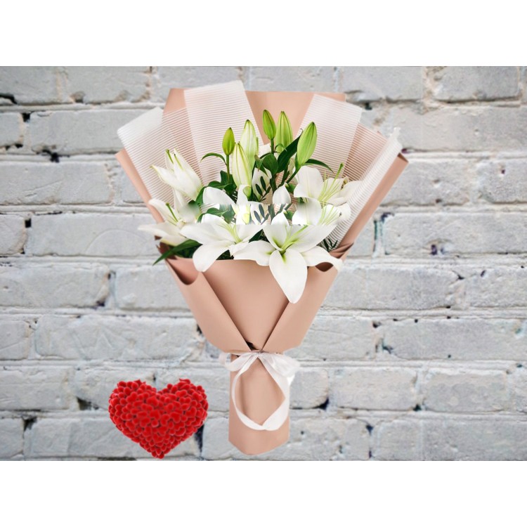 Sale Bouquet of White Lilies in Matte packaging
