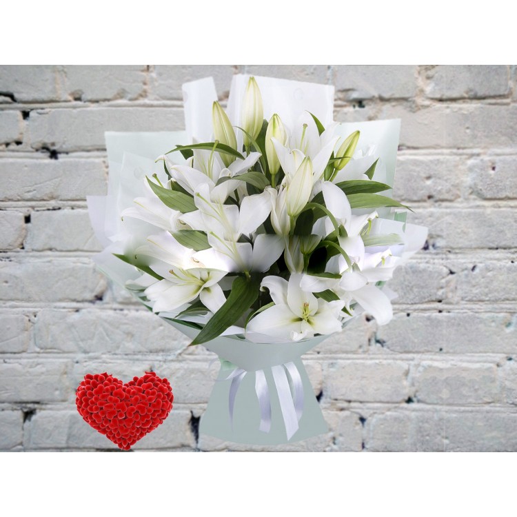 Sale Bouquet of White Lilies in a matte film
