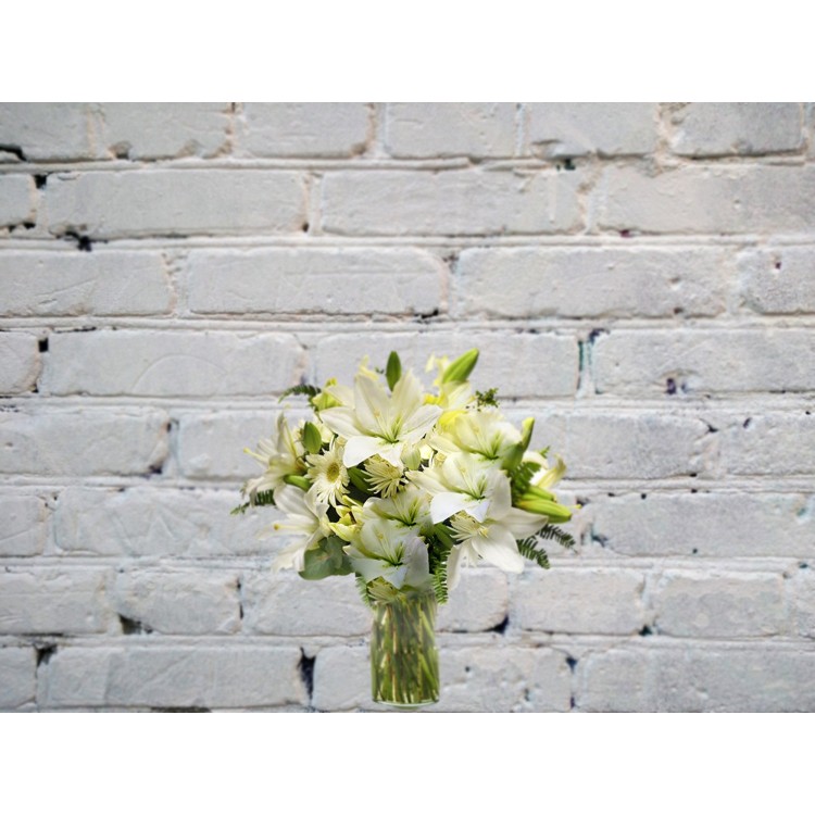 Sale Bouquet of white lilies and chrysanthemums
