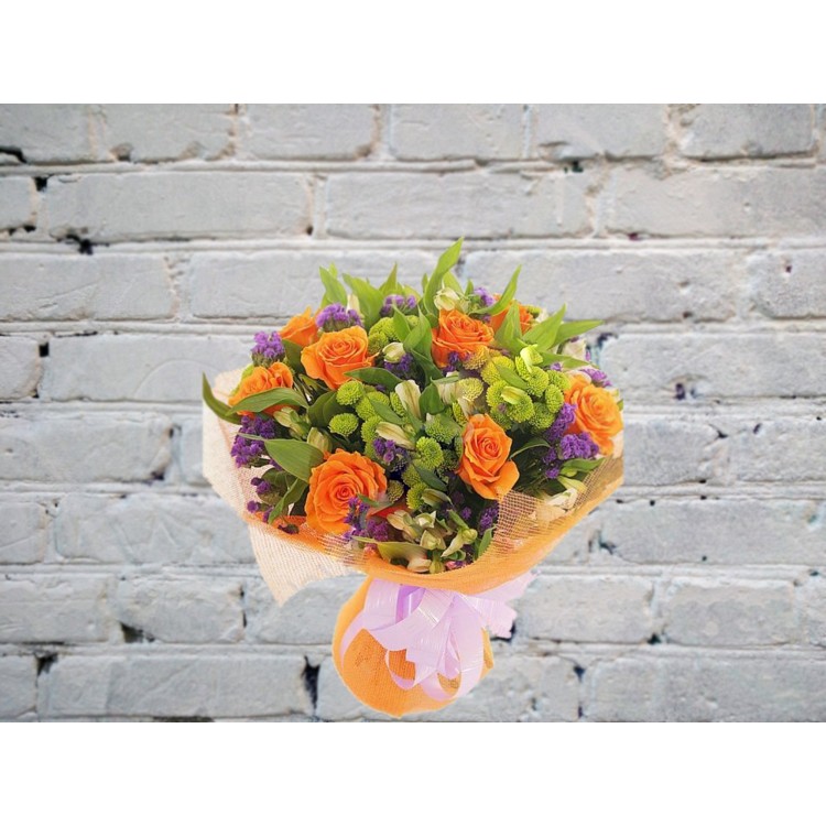 Sale Bouquet with orange rose and alstroemeria
