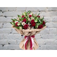 Bouquet of Red Roses and Alstroemeria
