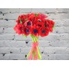 Bouquet of Red Anemones in a Pink Ribbon
