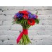 Sale Bouquet of Blue and Red Anemones with Greenery