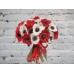 Sale Bouquet of Red and White Anemones in a Satin Ribbon