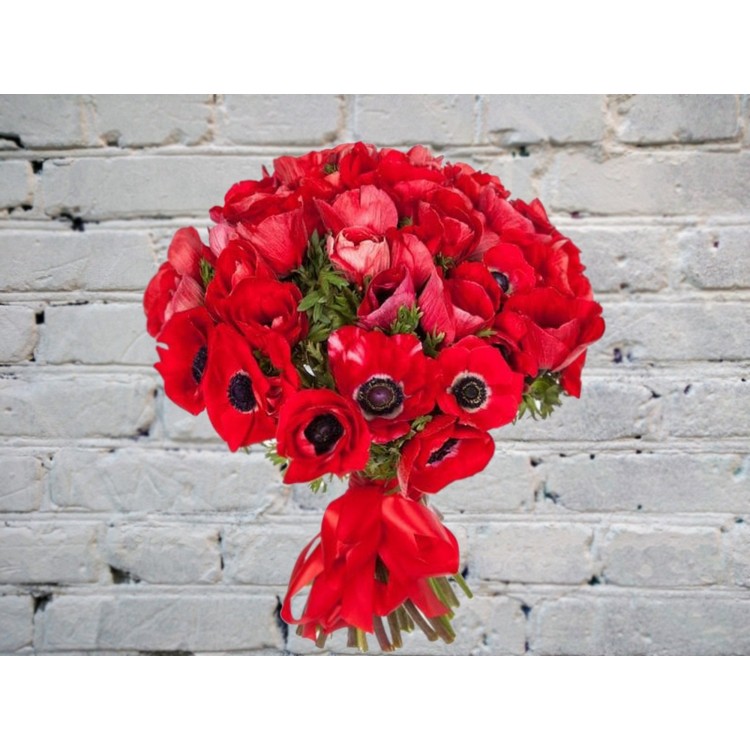 Sale Bouquet Of Bright Red Anemones
