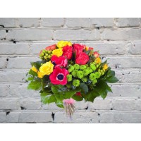 Bouquet of Roses and Red Anemones
