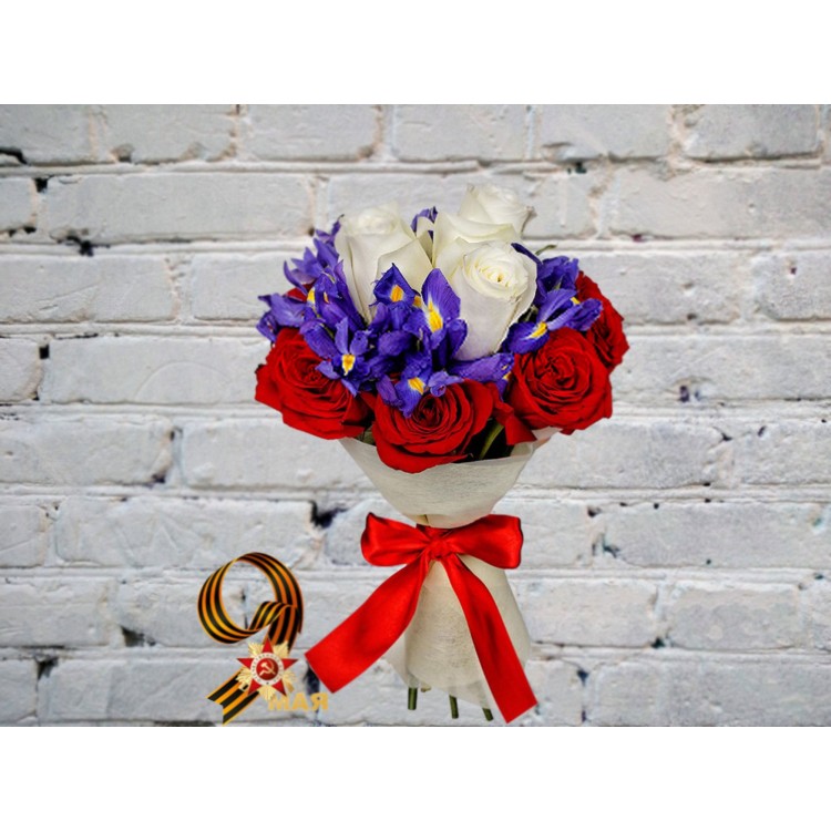 Sale Bouquet of Roses and Irises Sale Bouquet of Roses and Irises