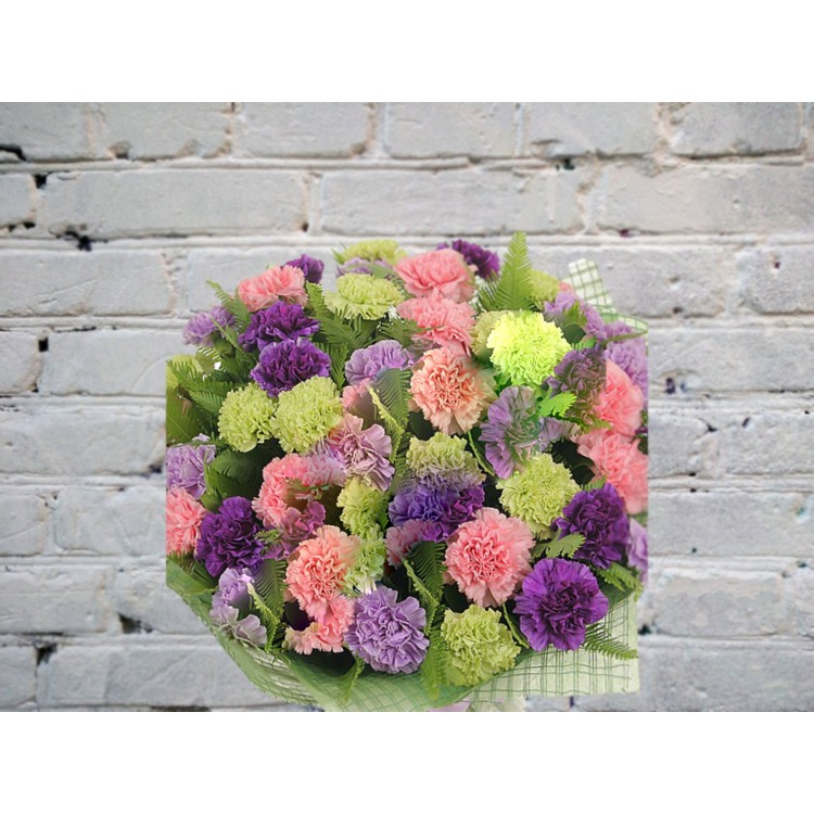 Букет из разноцветных гвоздик микс
