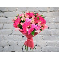 Bouquet with Pink Gerberas and Bush Rose
