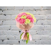 Букет из Зеленых и Розовых Гвоздик
