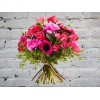 Букет Малиновых Гербер, Розовых Роз и Анемонов
