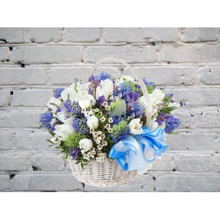 Sale Basket with Hyacinths and White Tulips