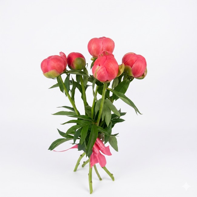 5 peonies koral sanset 