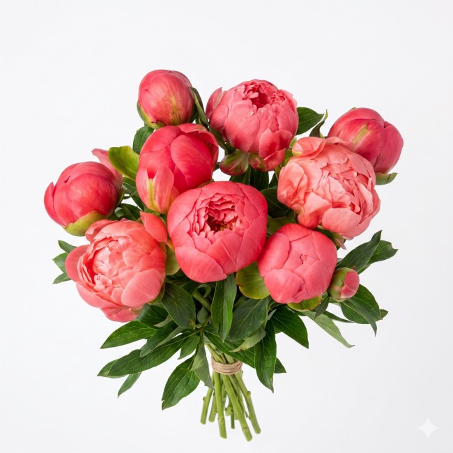9 peonies koral sanset 