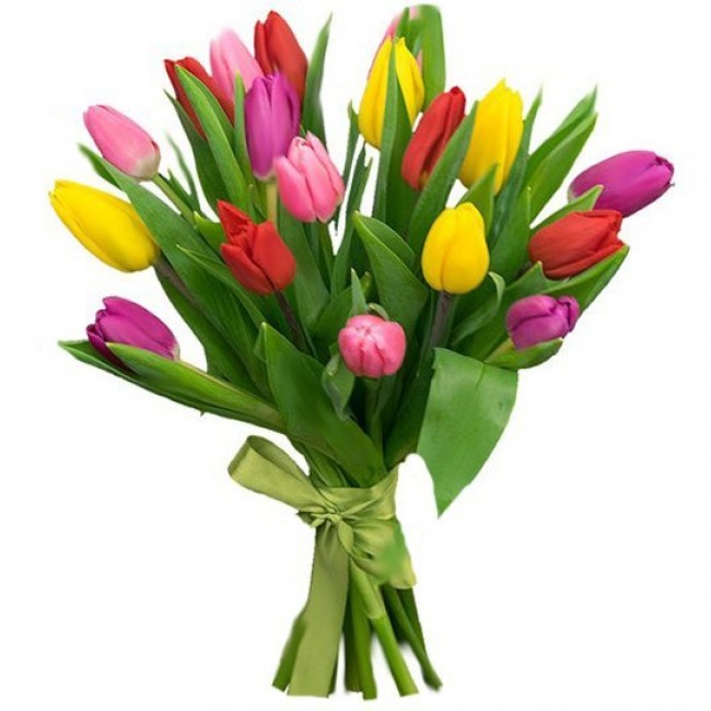 Букет 15 тюльпанов микс