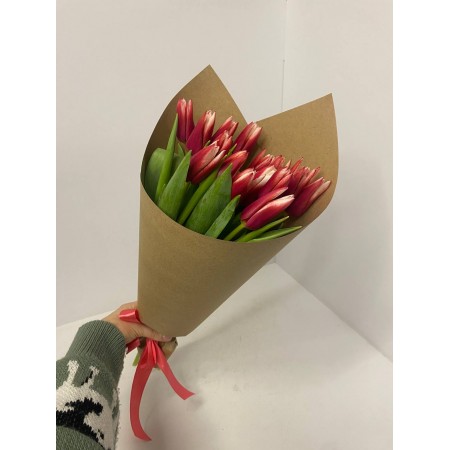 Sale Bouquet of Pink Tulips in Craft
