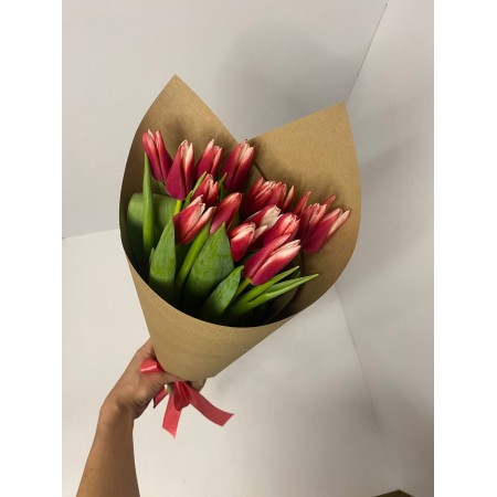 Sale Bouquet of Pink Tulips in Craft
