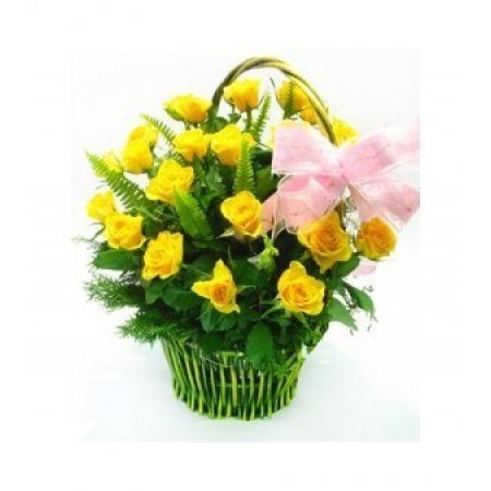 Купить корзину желтых роз с доставкой в СПб