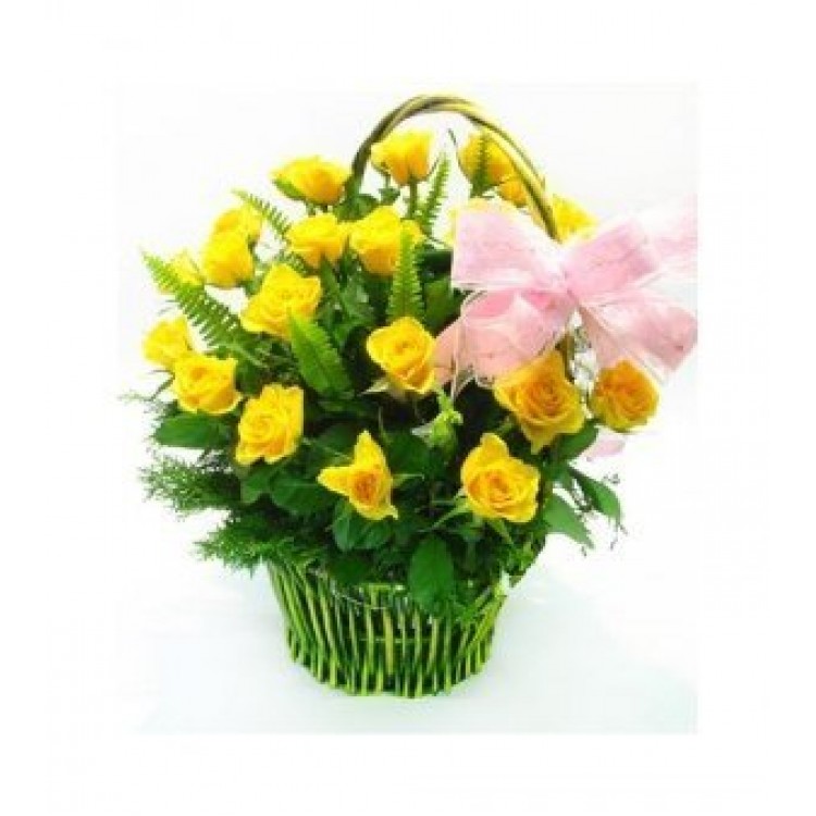 Sale Basket of 25 yellow roses
