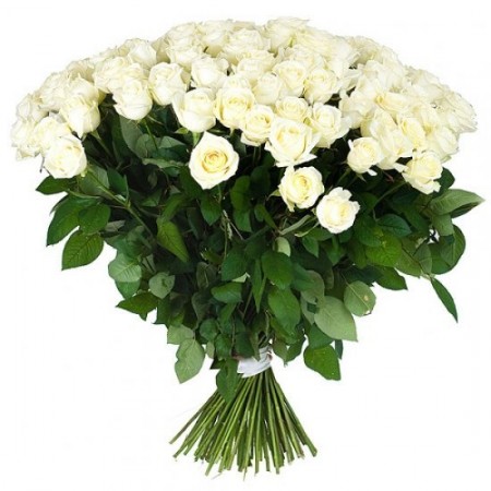 Букет 101 роза белая купить с доставкой по СПб