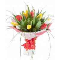 25 тюльпанов микс с берграссом

